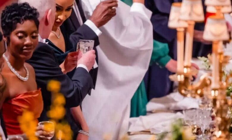 Tiwa Savage attending a state banquet at Windsor Castle during President Bola Tinubu’s official UK visit.