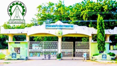 Entrance gate of Aliko Dangote University of Science and Technology in Kano State.