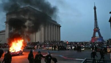 French police arrested 416 people after celebrations of PSG’s Champions League victory turned violent across Paris.
