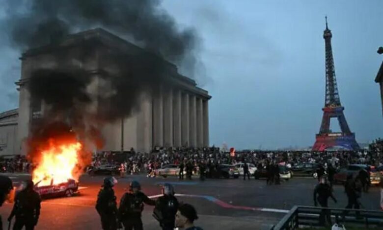 French police arrested 416 people after celebrations of PSG’s Champions League victory turned violent across Paris.
