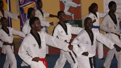 Nigerian taekwondo athletes celebrate medal success at the African Taekwondo Championships in Mali.