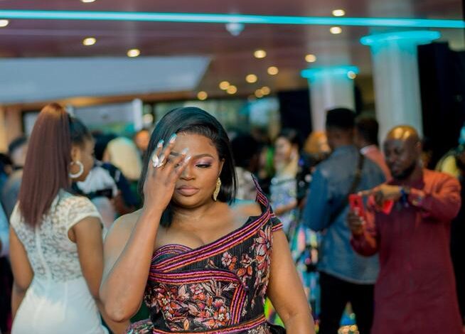 Funke Akindele speaking during an online interaction with fans.